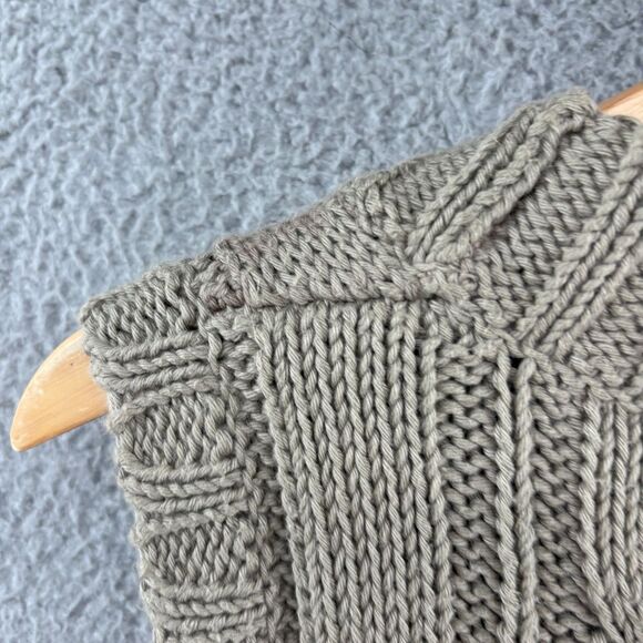 Pure Handknit Taupe Brown 100% Cotton Cable Knit Button Front Sweater Vest XS/S - Picture 9 of 12